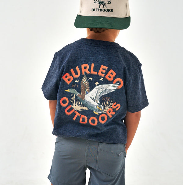 Burlebo youth OLD SCHOOL DUCK HUNT - SS - HEATHER NAVY
