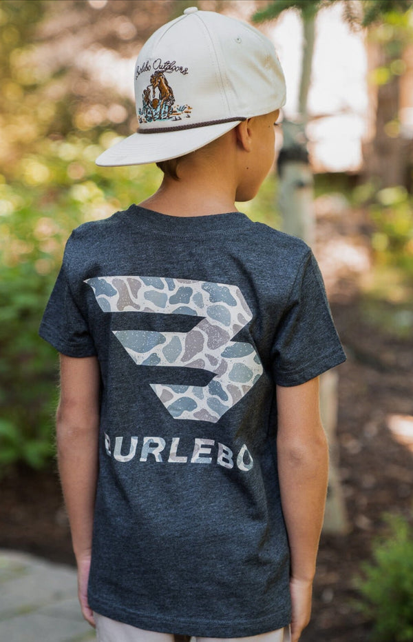 Burlebo youth CLASSIC DEER CAMO SIGNATURE LOGO - SS - HEATHER BLACK
