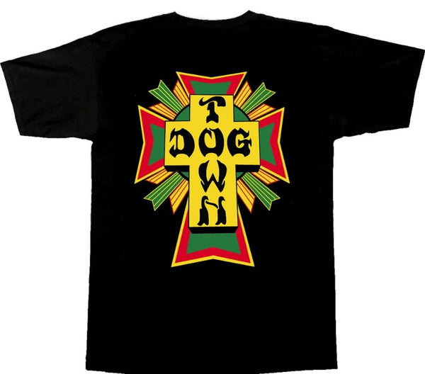 DOGTOWN CROSS LOGO RASTA BLACK SS
