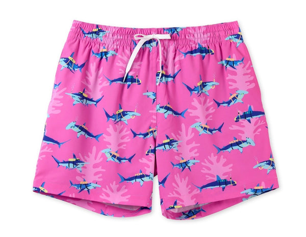 Chubbies The Great Pink Sharks 5.5 Classic Lined Swim Trunk