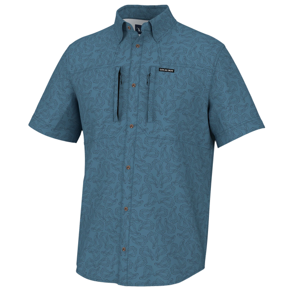 Local boy backcountry fishing shirt blue oyster