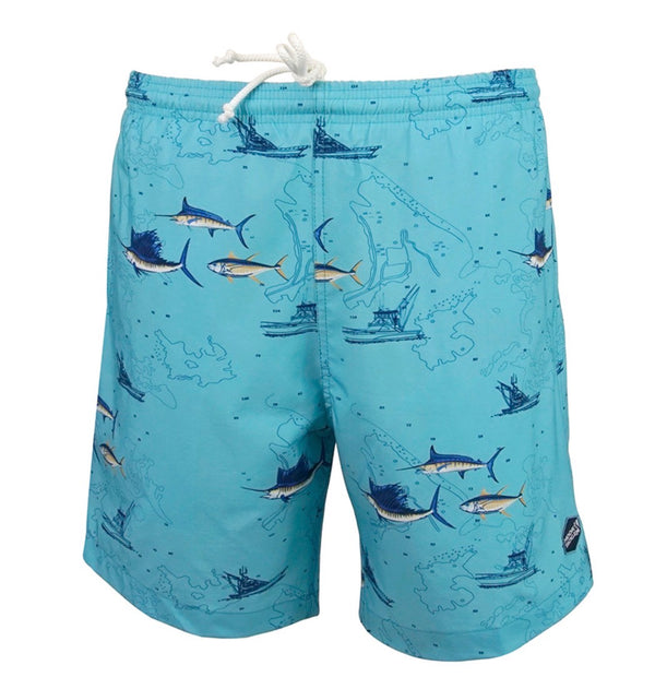 Hook & Tackle Marine Charts Swim Trunks