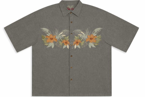 Bamboo Cay Bambouqet Embroidered Shirt MD.GREY