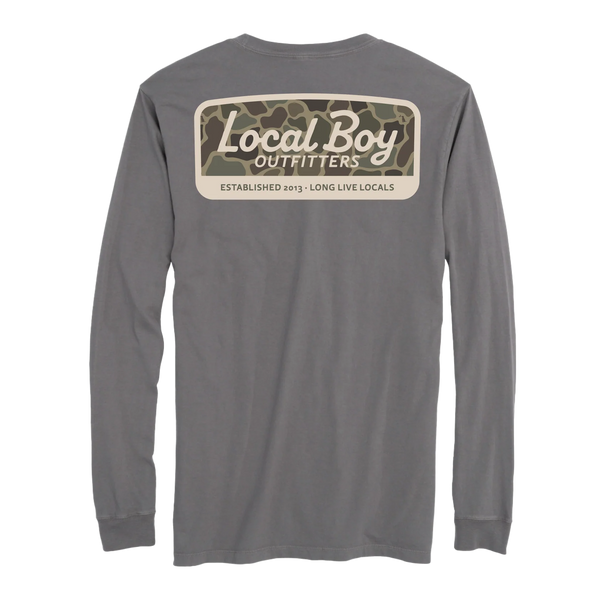 Local Boy Youth Long Sleeve Brush Camo Mark Heatherblend Crew
