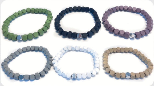 Charming Shark Coated Hematite 6mm Bracelet J-2412