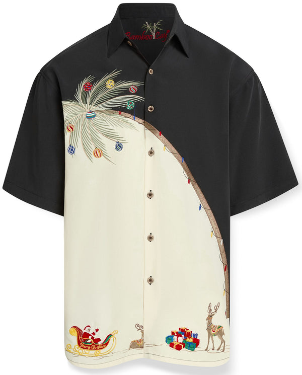 Bamboo Cay Holiday Palm Men’s Embroidered Christmas Shirt