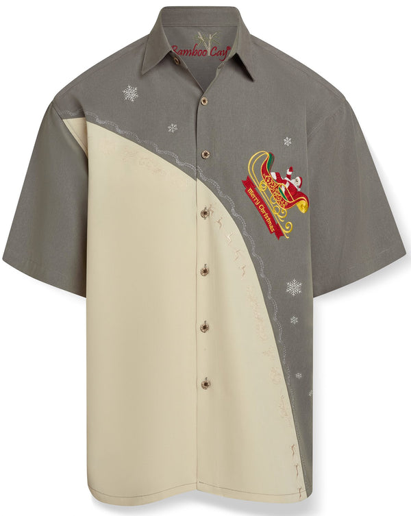 Bamboo Cay Crescent Sleigh Men’s Embroidered Christmas Shirt