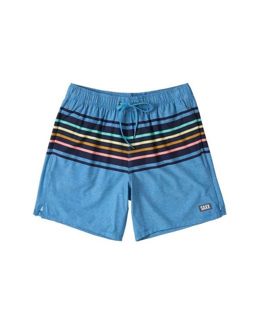Saxx oh buoy 2in1 volley 7” bold stripe lake blue shorts