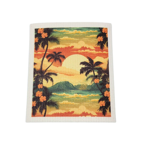 Sunset On The Beach Swedish Dishclothes- Summer Sponge Cloth