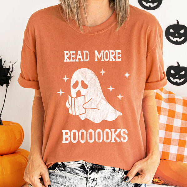 Read More Books Retro Halloween T-shirt White Print