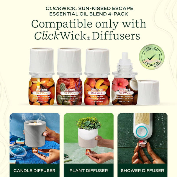 Sun-Kissed Essential Oil Blends ClickWick Refills 4 PK