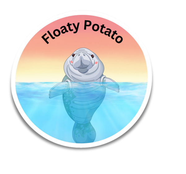 A Floaty Potato Funny Manatee Vinyl Sticker