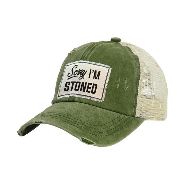 Sorry I'm Stoned - Vintage Distressed Trucker Adult Hat