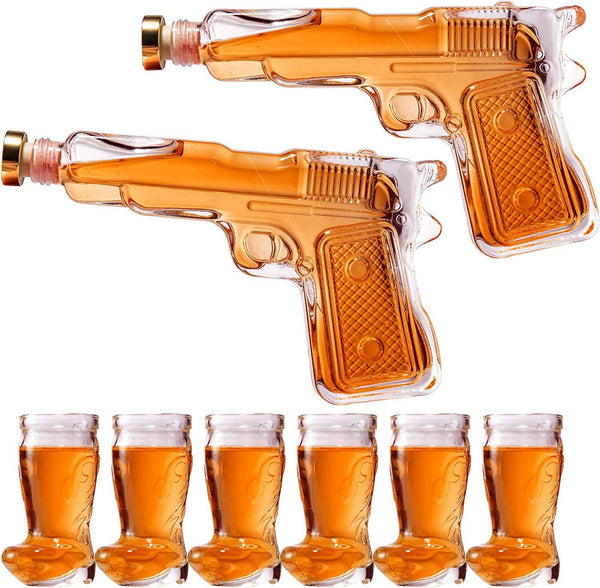 Pistol Gun Decanter & Pistol Shot Glasses Set - Holster