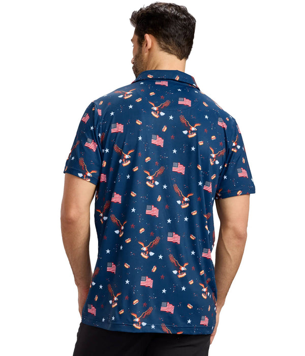 8-Bit Eagle Golf Polo - Men's Patriotic America Golf Shirt
