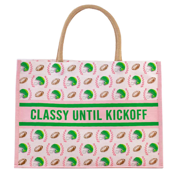 Classy Until Kickoff Juco Tote   Pink/Multi   19x14x7.5