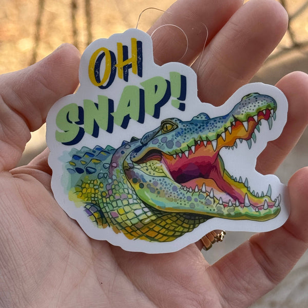 Oh Snap – Funny Alligator Sticker , Bright Pastel Gator