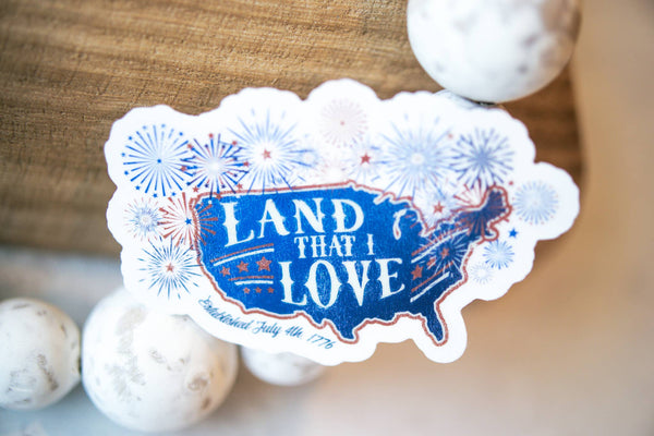 Land That I Love, Patriotic Clear Vinyl Sticker, 3in.