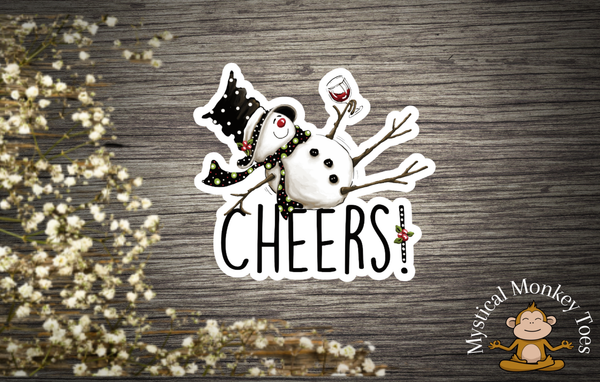 Adorable Drinking Snowman Vinyl Sticker