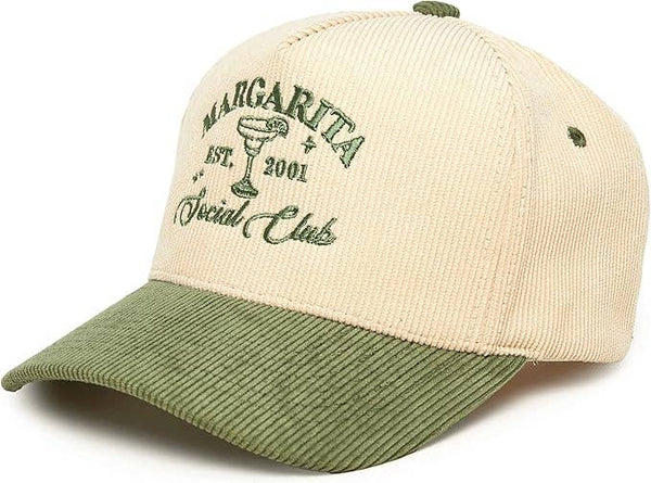 Two Tone Corduroy Hat - Margarita Social Club - Sage/Beige
