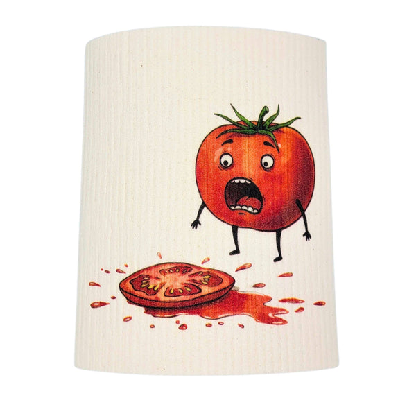 Tomato Homicide Funny Cartoon Swedish Dishcloth - Home Decor