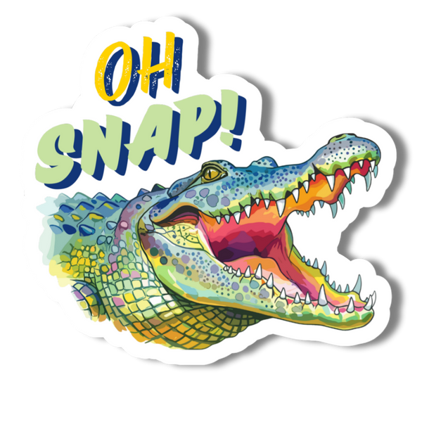 Oh Snap – Funny Alligator Sticker , Bright Pastel Gator