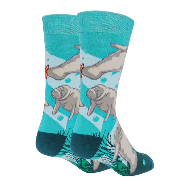 Floaty Potato | Men's Novelty Manatee Cotton Crew Socks