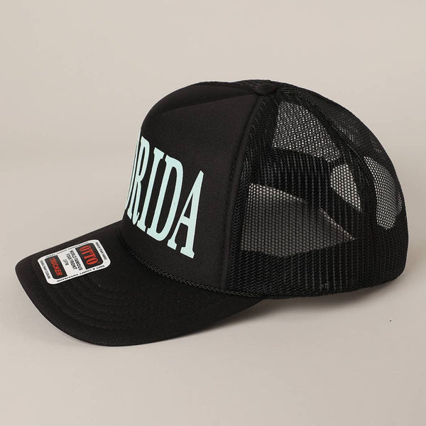 FLORIDA Text Printed Mesh Back Foam Trucker Hat