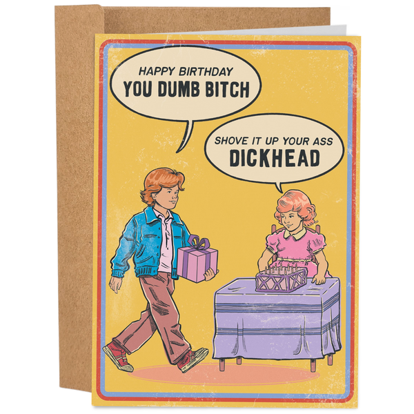 Happy Birthday You Dumb Bitch Birthday Card - 70's Vintage - Funny Birthday Card
