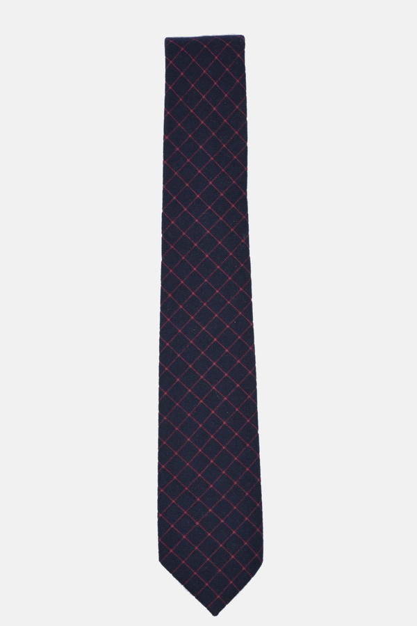 Navy Window Pane Tie