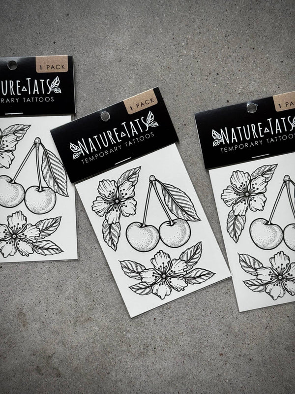 Cherry Flower Temporary Tattoo