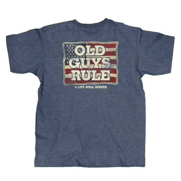Old guys rule A Life Well Served navy heather shirt