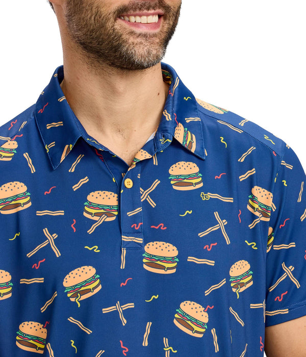Snack Shack Men's Golf Polo – Burger and Fries Golf Shirt