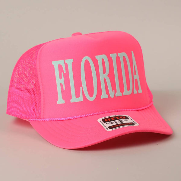 FLORIDA Text Printed Mesh Back Foam Trucker Hat