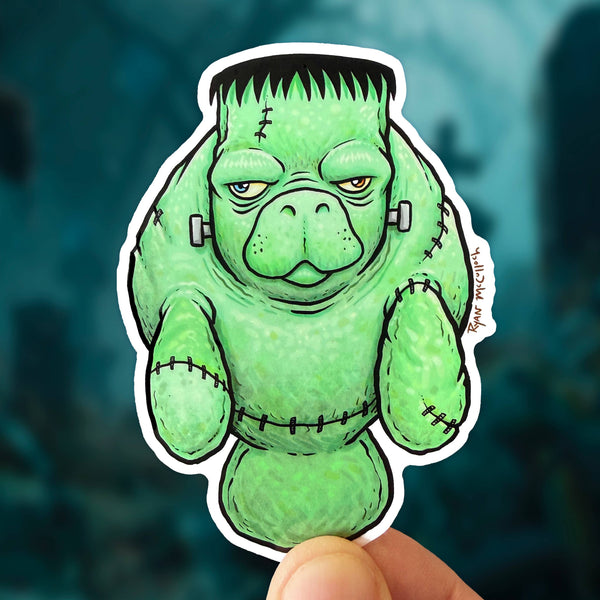 CLASSIC or HOLO STICKER: Frankenstein Manatee (Halloween)