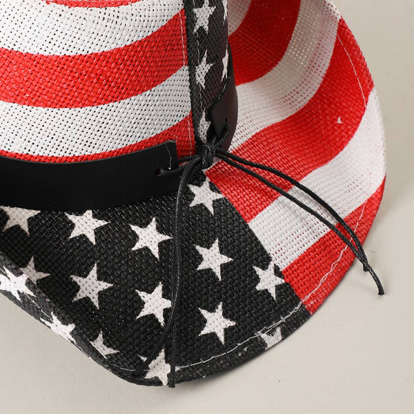 USA American Flag Straw Cowboy Hat