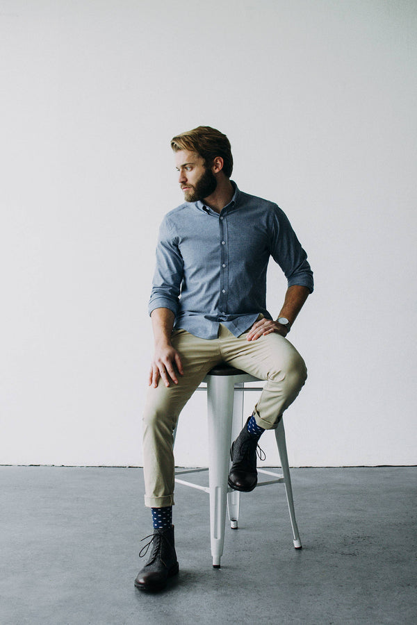 Lucas Casual Untuckable Casual Fit Dress Shirt Blue By Alynn