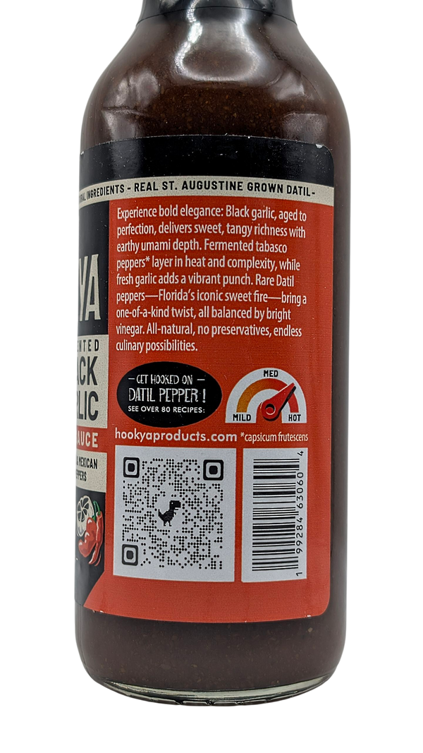Fermented Black Garlic Hot Sauce Made with Datil and Tabasco