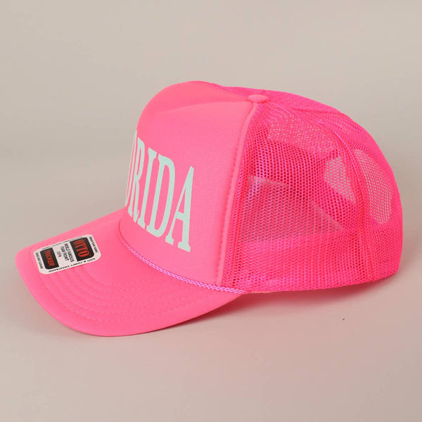 FLORIDA Text Printed Mesh Back Foam Trucker Hat