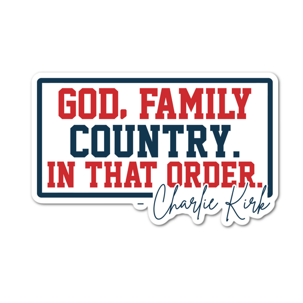 God Family Country Charlie laminated sticker America USA