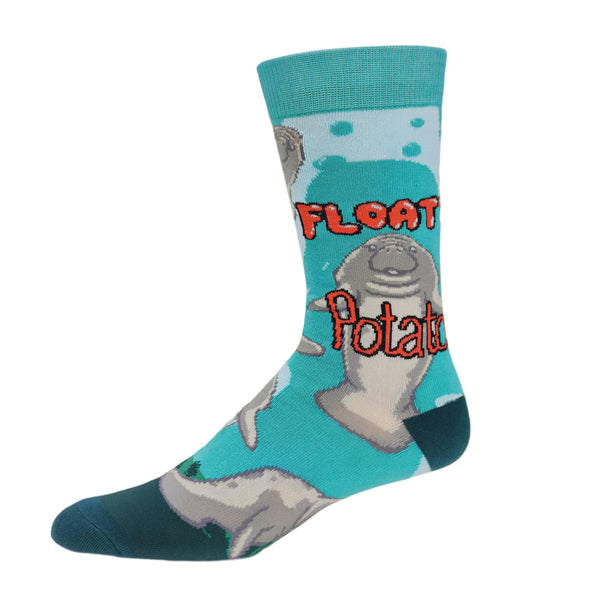Floaty Potato | Men's Novelty Manatee Cotton Crew Socks