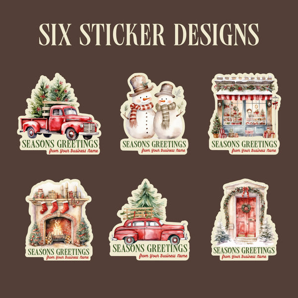 Christmas Watercolor Souvenir Sticker with Custom Text