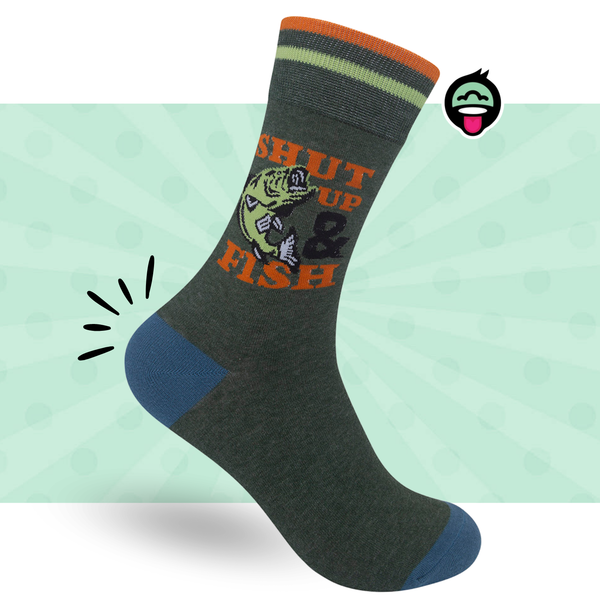 Shut Up & Fish Socks | Fishing | Funny Unisex | Funatic