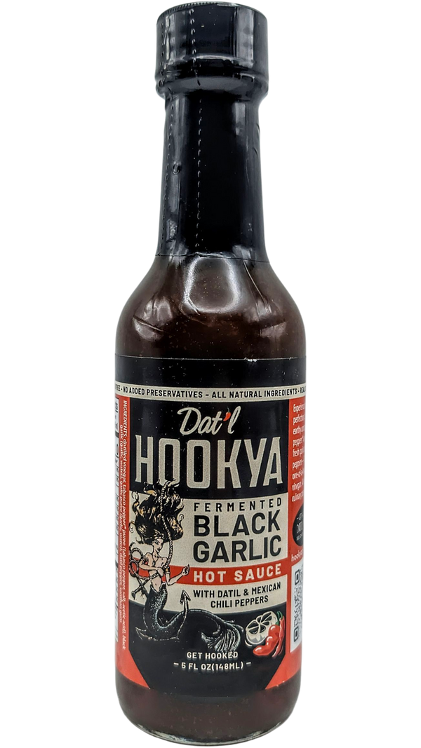 Fermented Black Garlic Hot Sauce Made with Datil and Tabasco
