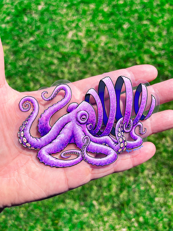 CLEAR STICKER: Spiral Octopus (XL)