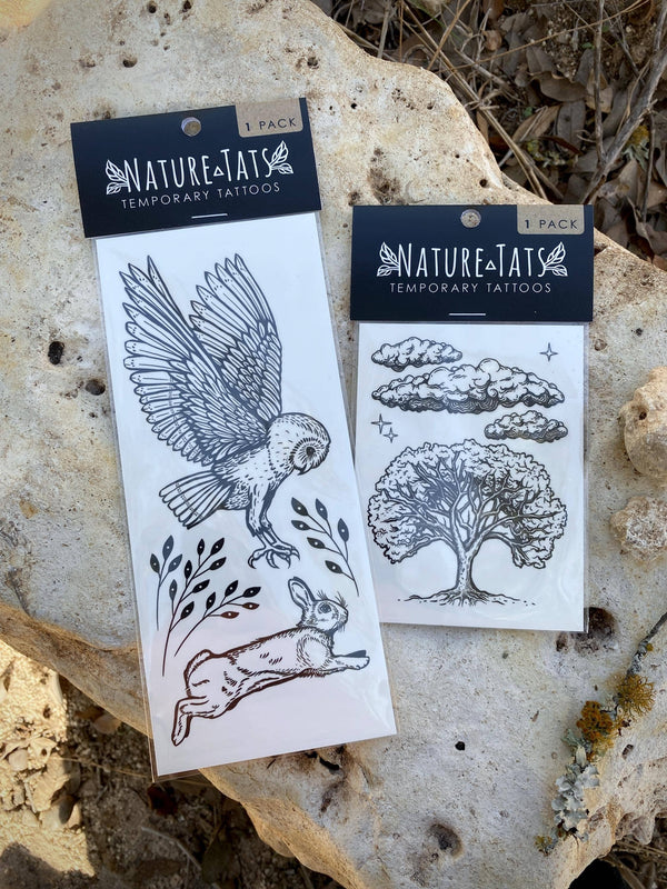 Owl & Rabbit Temporary Tattoo