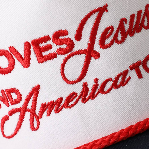 Loves Jesus And America Too Embroidered Two-Tone Rope Hat
