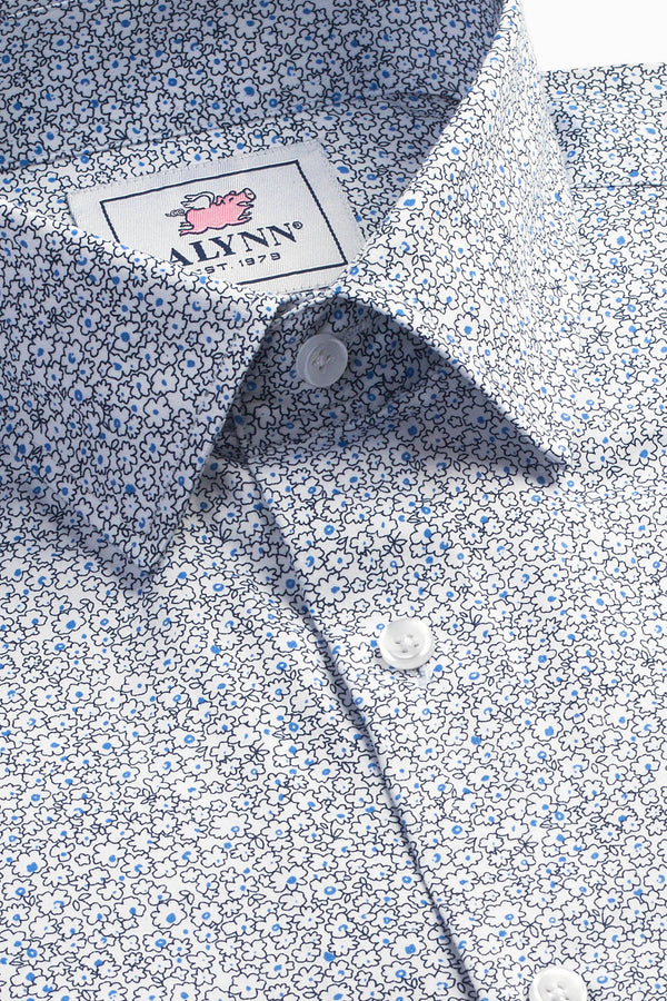 Reid Floral Untuckable Slim Fit Dress Shirt White Alynn