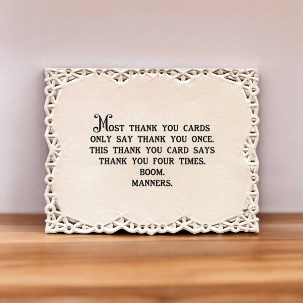 Funny Vintage Greeting Card with Repeated Thank You