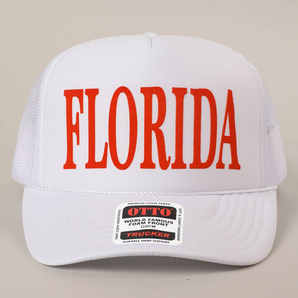 FLORIDA Text Printed Mesh Back Foam Trucker Hat
